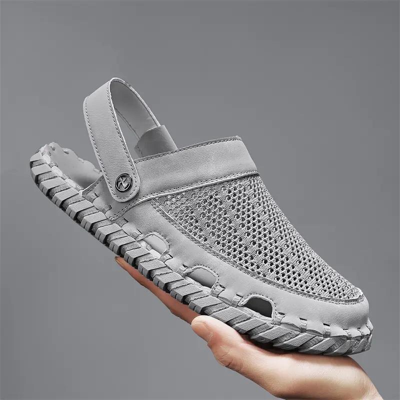 

Hot Sale Brand Men Sandals Casual Shoes Lightweight Shoe for Summer Beach Handmade Soft Bottom Fly Woven Casual Cool 39 светло-серый