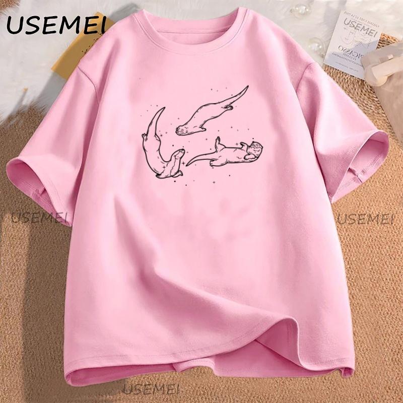 Otter T Shirt Retro 90s Graphic T Shirts Y2k 2000s Nature Tee Casual Cotton Short Sleeve Men Women Round Neck Tshirt Clothes