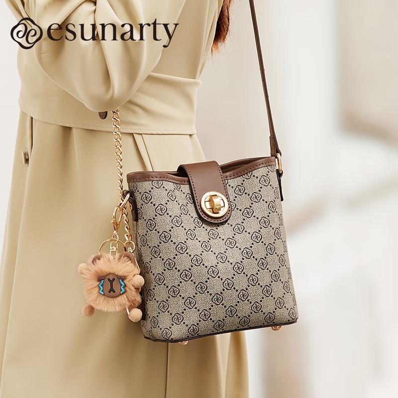 ESUNARTY Monogram Bucket Shoulder Bag