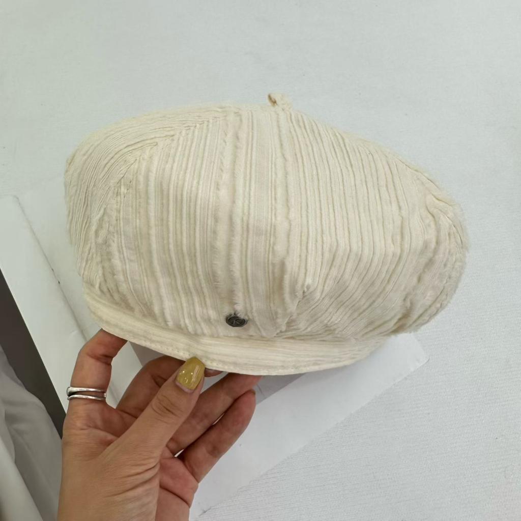 Retro Plaid Pumpkin Hat Octagonal Hat Shows a Small Face, New Versatile Big Version Newsboy Hat Beret Spring and Summer