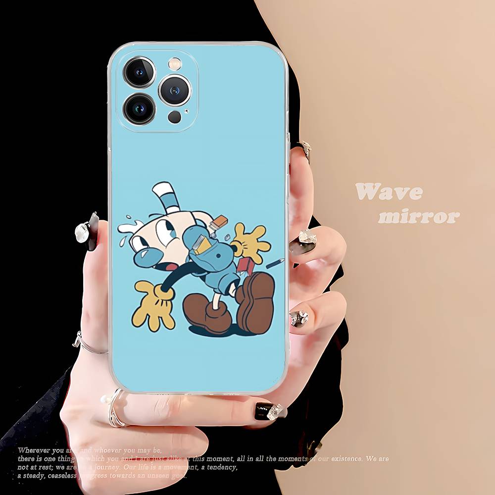 Comedy Animation C-Cuphead Cartoon Transparent Soft Phone Case For IPhone 15 12 14 16 17 13 Plus 11 Pro Max 13 Pro