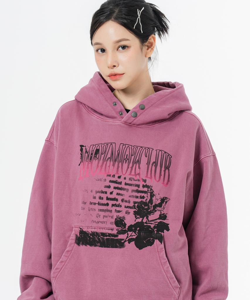 Terry Brushed Pigment Romantic Rose Oversized Hoodie Pink