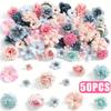 50Pcs Rose Artificial Flowers Heads Silk Fake Flowers for Home Decor Garden Wedding Decoration Wreath Garlands Gifts Accessories