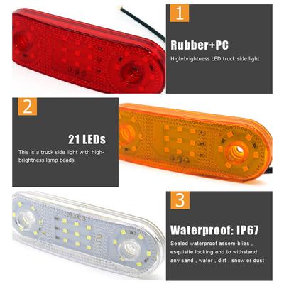 20PCS Truck Side Marker Indicator Lights 12-24V 21LED Car Trailer Side Light Winding Lamp LED Trailer Tail Signal Light