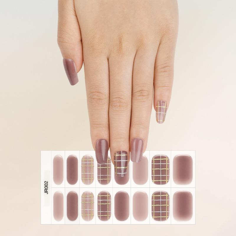 Gel Nail Art Full Stickers 16-finger Light Therapy Semi-curing Baking Lamp Nail Stickers Harden, Last Long, Are Waterproof and Whiten