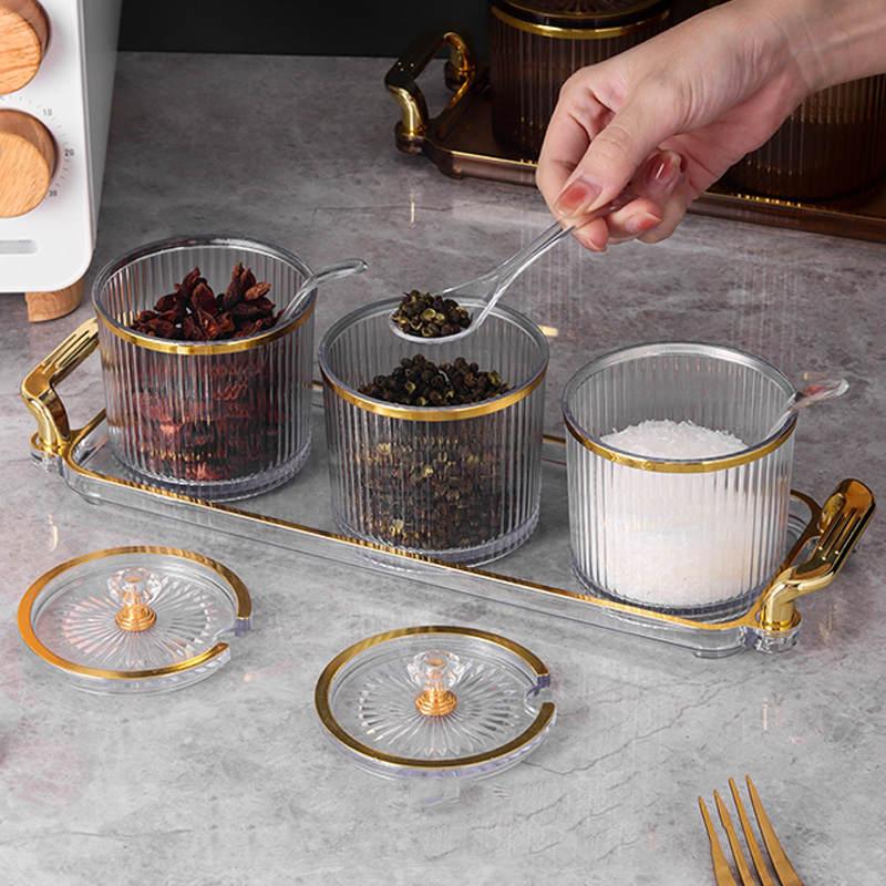 Gewürzsalzglas Acryl versiegelt Feuchtigkeitsdichte Gewürzbox Küchengewürzglasabdeckung Geräteregal