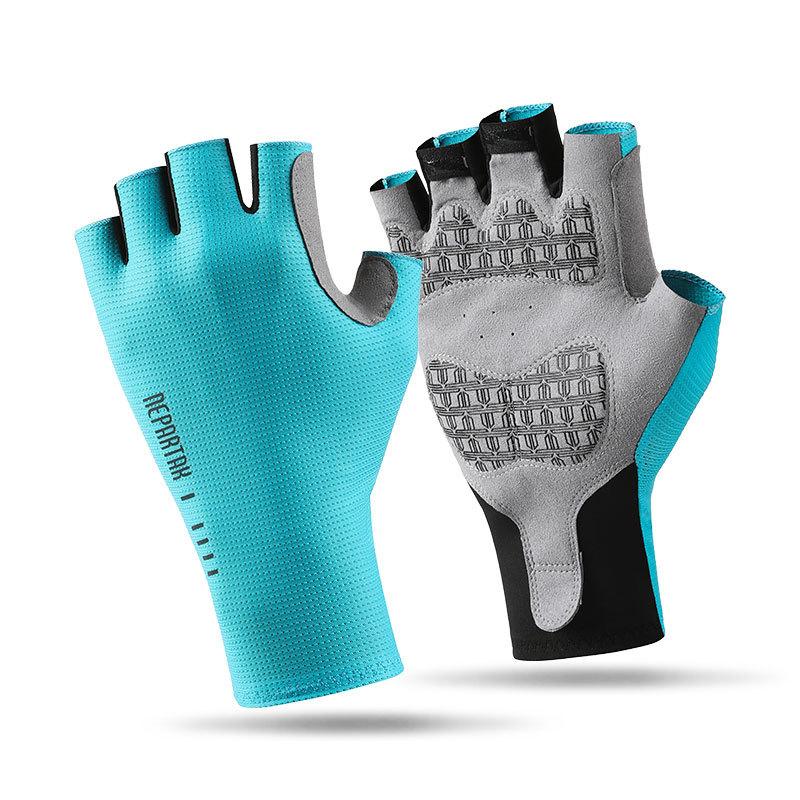 Cycling Half Finger Gloves Outdoor Fitness Anti Slip Wear Resistant Vibration Reducing Ice Silk Thin Sports Half Finger Gloves M синий