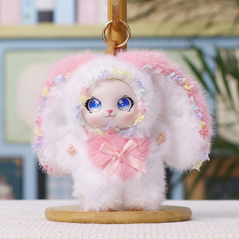 Plush Bunny Keychain With Silicone Face For Kids And Car Decor
