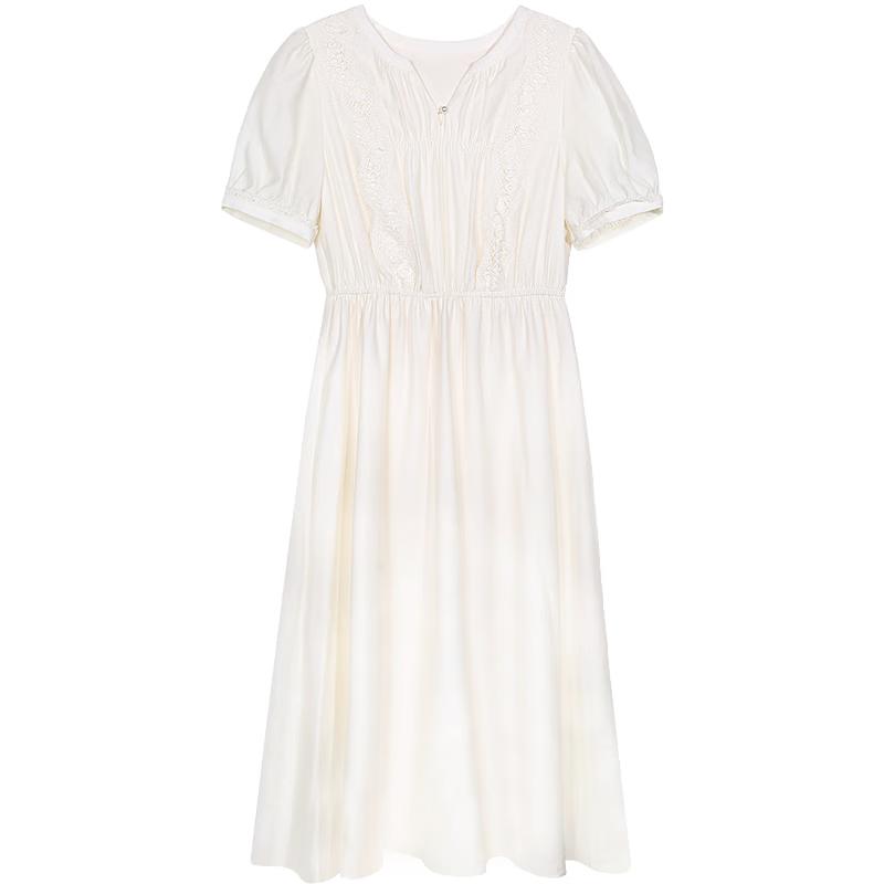 

Женское летнее платье BETU с круглым вырезом, разрезом и кружевной вставкой S