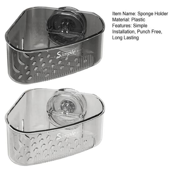 2Pcs Sponge Holder Kitchen Sink Storage Organizer Large Capacity Drain Hole Design Easy to Install Triangle Sink Strainer Rack