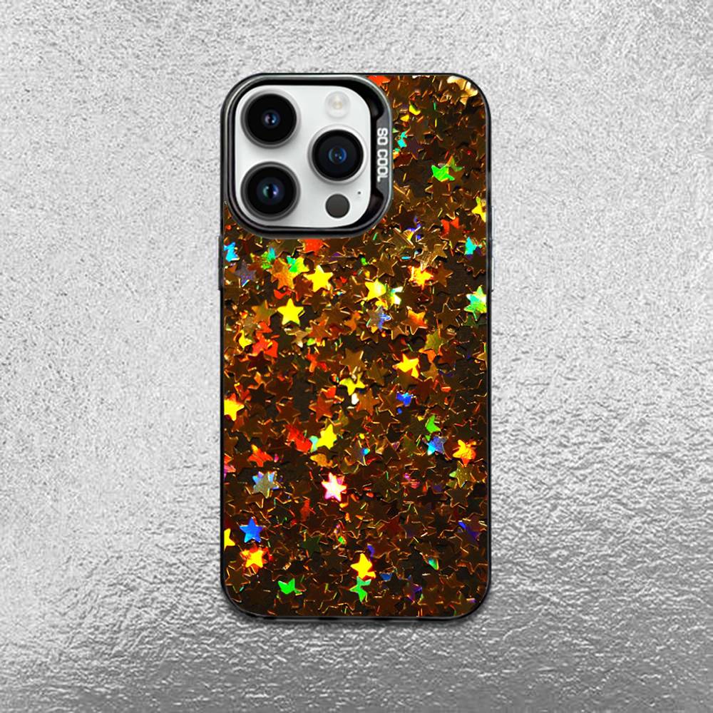 Colorful Star Phone Case For iPhone 17,16,15,14,13,12,11 Pro Max Plus Colorful Gradient Soft TPU Black Cover