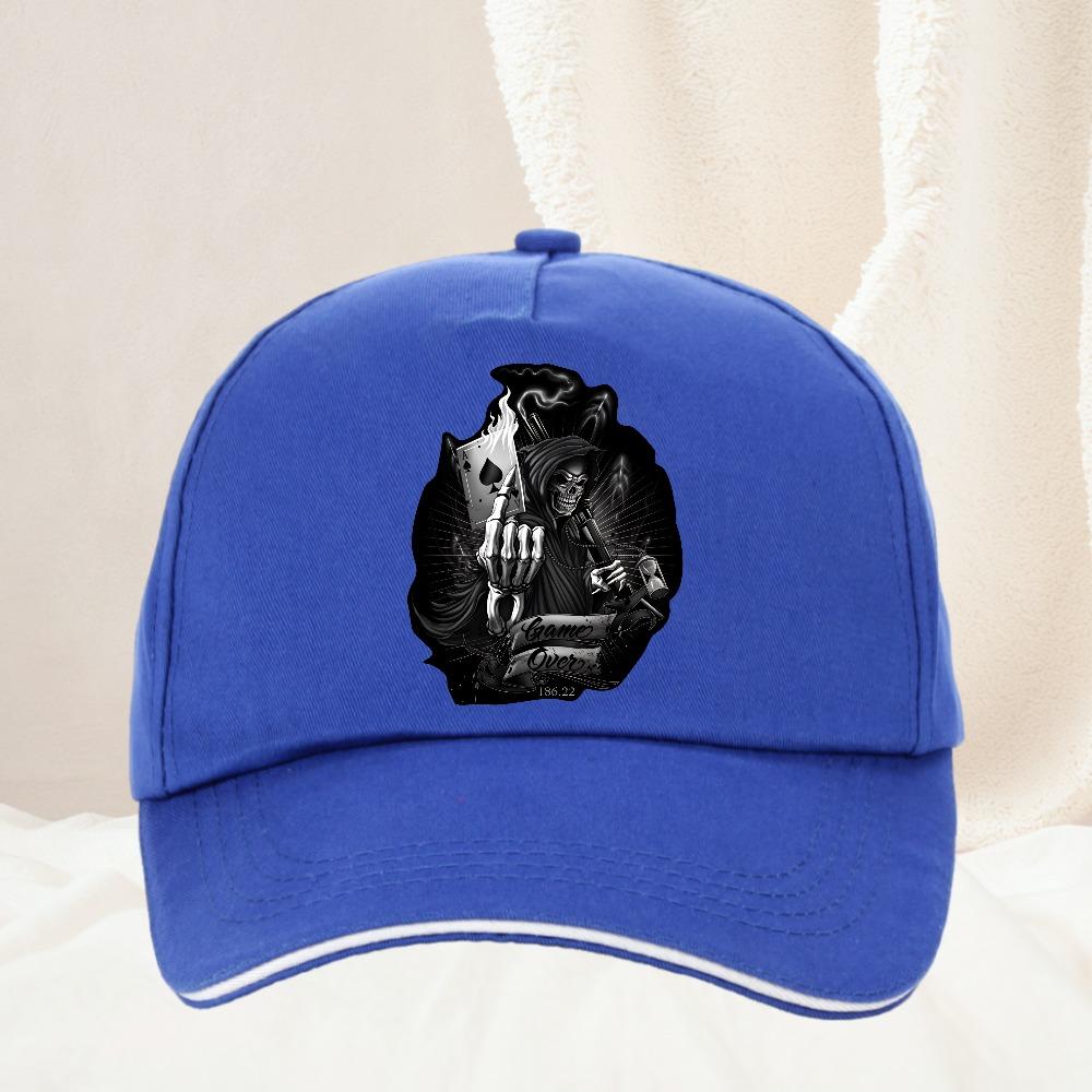 Creative Game Over Skull Spades A Playing Printing Baseball Cap Women Unisex Casual Sunhat Adjustable Trucker Hat