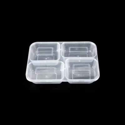 Disposable 4-Compartment Transparent Food Container