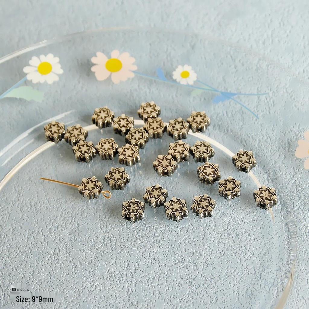 10pz Perline Distanziatrici Argento Vintage a Forma di Cuore e Fiore per Gioielli Fai da Te