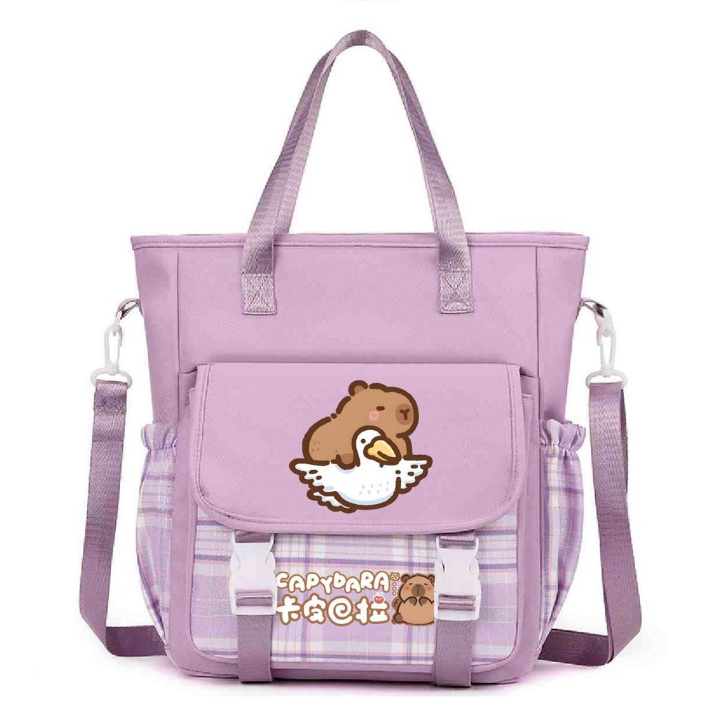 Crossbody Bag, Primary School, Junior High School Schoolbag, Male and Female Students Tutoring Bag, Cute Kapibara Large-capacity Shoulder Bag.