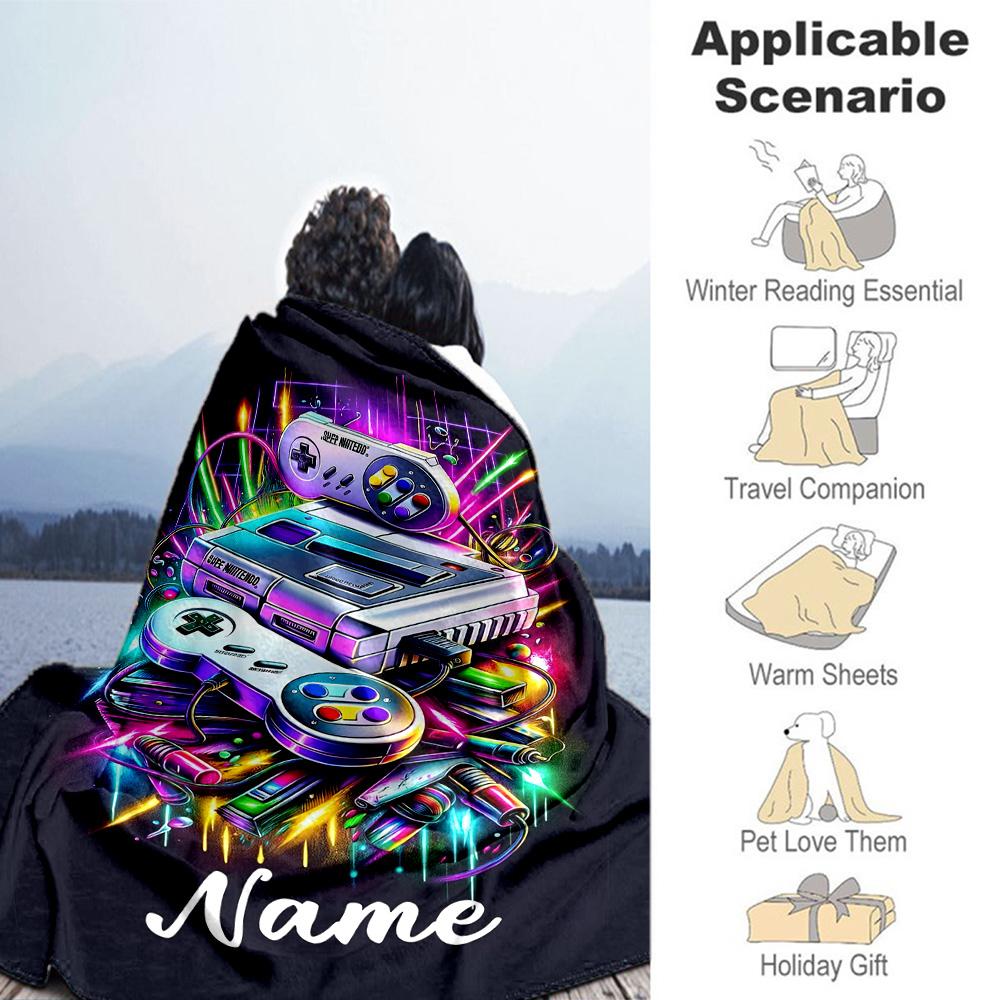 Color Game Controller Customize Text Blanket Multi-purpose Customizable Blanket Comfortable Great for Seaside Sofa Office Chair Bed