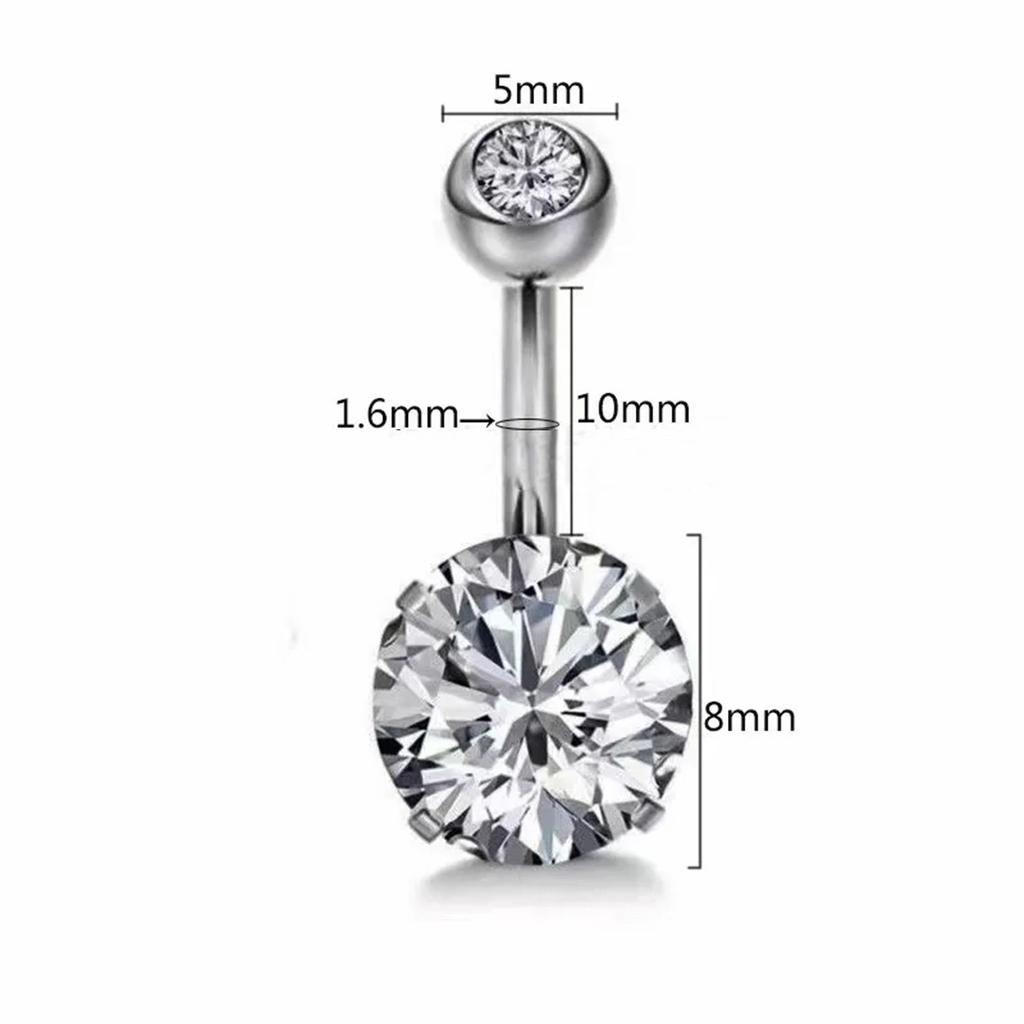 7Pcs Stainless Steel Zircon Navel Ring Set Beach Body Piercing Jewelry Gift For Women