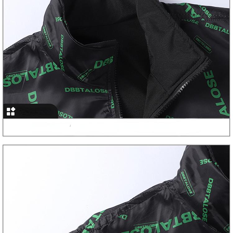 Stehkragen Doppelseitiger Buchstabendruck Herren Sportjacke Frühling Herbst Baseball Jugend Freizeitkleidung