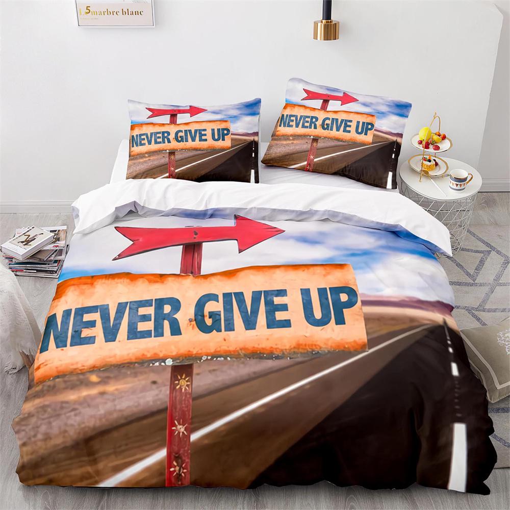 Nigdy się nie poddawaj Tematyczny Zestaw Poszwy na Kołdrę Wzór Białych Chmur Rozmiar King Queen Pokrowiec na Kołdrę Poliestrowy Pokrowiec na Kołdrę Dla Dzieci Nastolatków