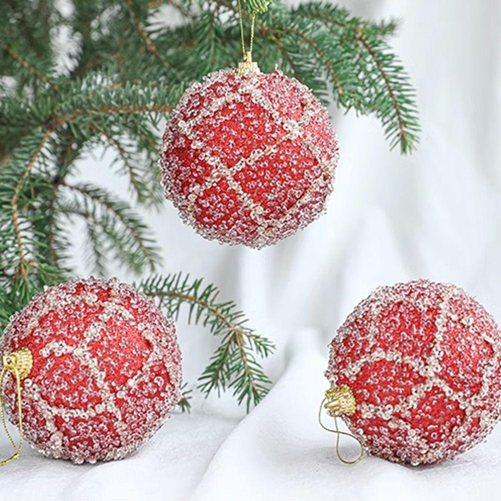 

3pcs Sequin Colorful Christmas Balls Pendants 8cm Xmas Tree Pendants Wedding Party синий