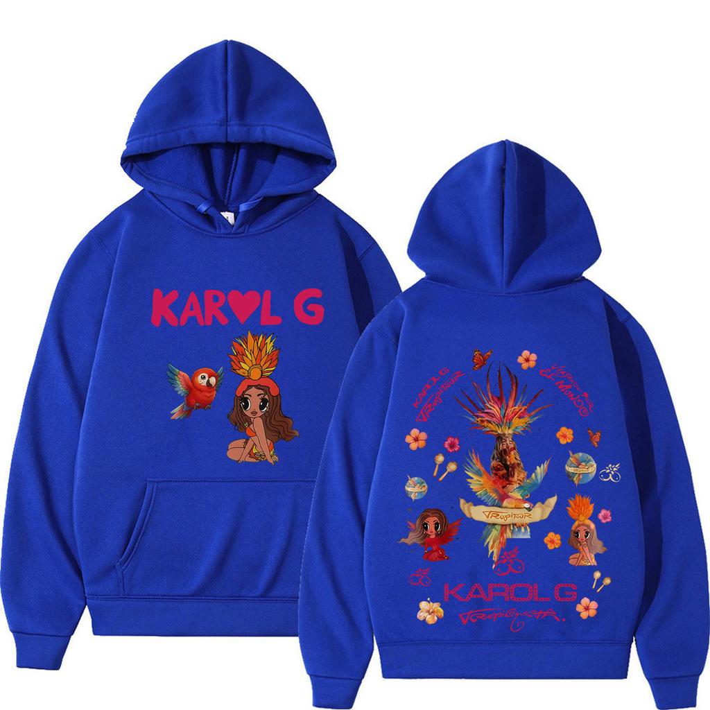 Karol G Viajando Por El Mundo Tropitour 2026 Graphics Hoodie Unisex Fashion Sweatshirts Long Sleeves Casual Hip-hop Pullovers