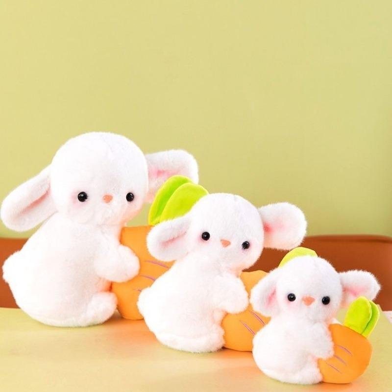 Cute Bunny Plush Toy Kawaii Fluffy Rabbit Hold Carrot Toy Children's Sleeping Doll Lovely Throw Pillow Gifts Home Decor