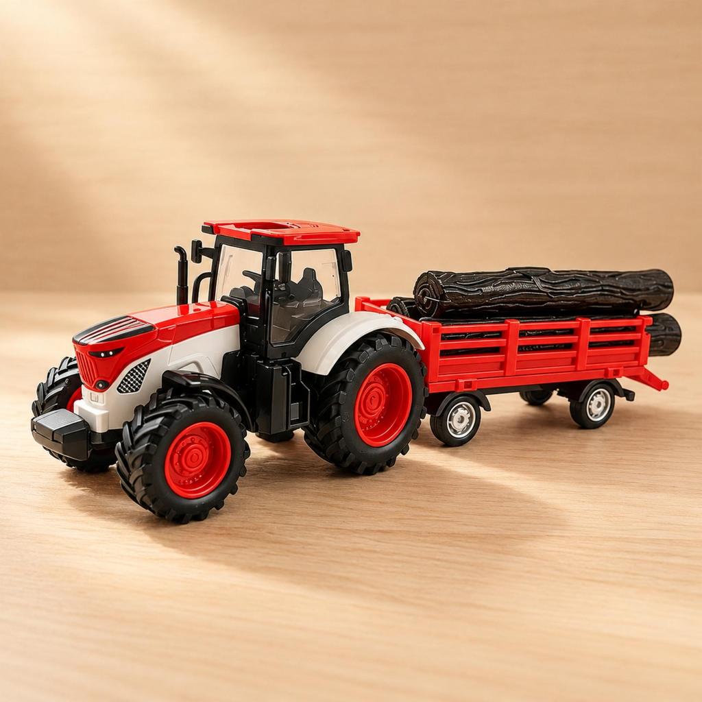 Farm Tractor Transport Toy with Enclosed Cab Diecast Alloy Agricultural Detachable