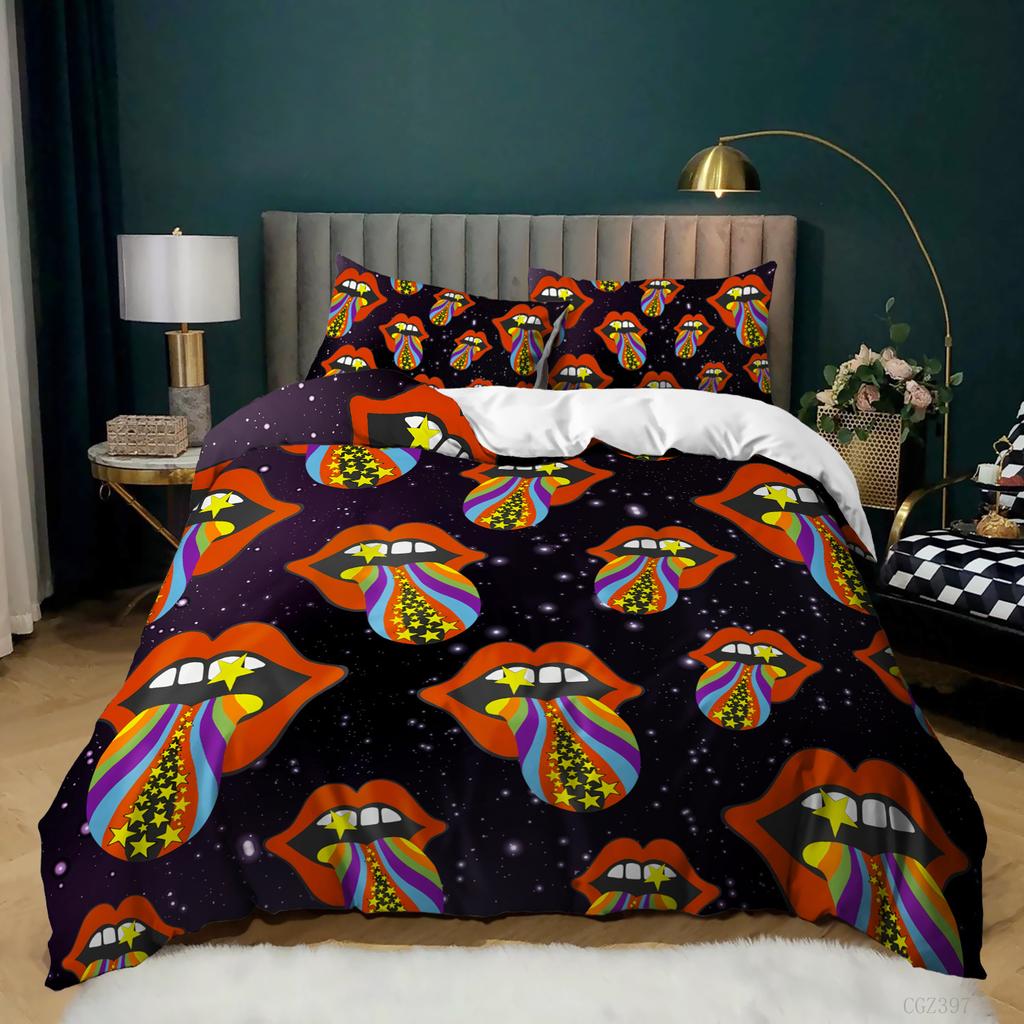 Kit 3D Digital Printing Cartoon Illustration Sticker Bed Three-Piece Quilt Cover Pillowcase
