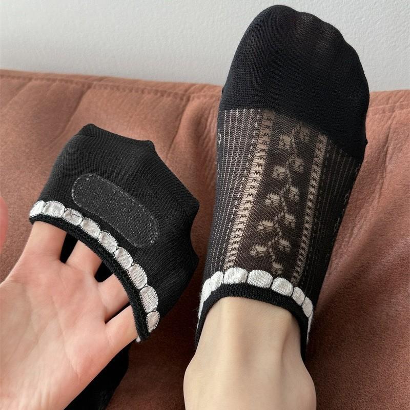 Sock Children's Mid-calf Summer Lightweight Mesh Anti-slip Silicone Breathable Transparent Invisible Socks, Thin Cotton Socks