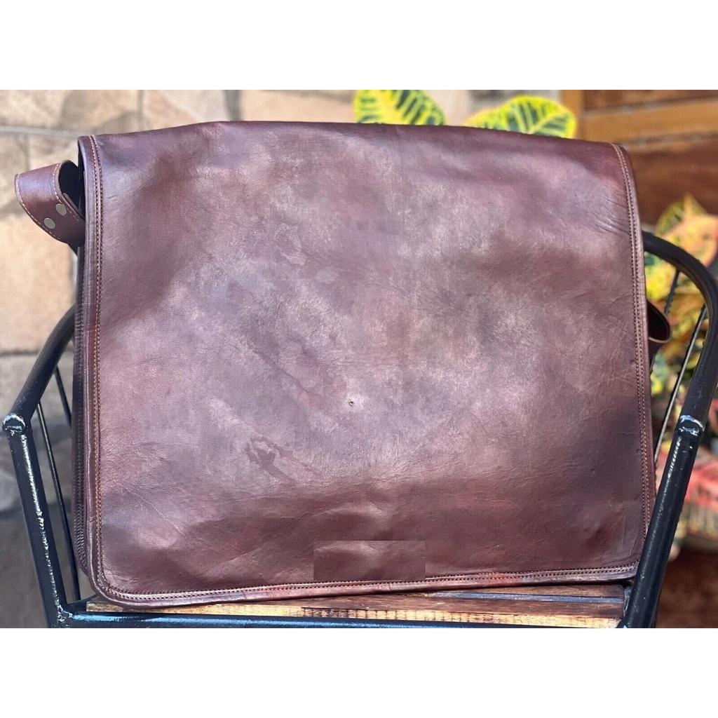 Vintage Brown Leather Messenger Shoulder Laptop Bag Briefcase Men's New