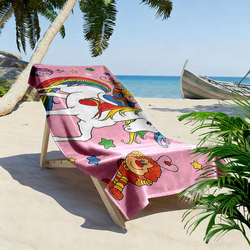 Rainbow Brite Print Beach Towel, Large Soft Quick Dry Towel for Beach Camping Swimming