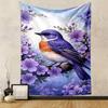 Bluebird Among Purple Blossoms Patterned Tapestry for Bedroom and Living Room Home Decor