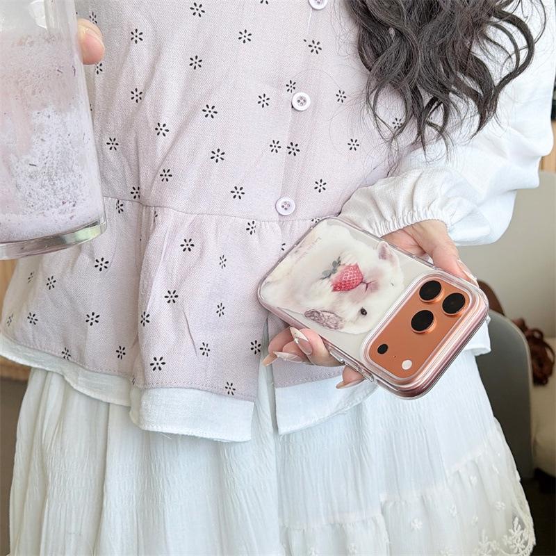 

Strawberry Bunny Pendant for iPhone 17/16 Pro Max/15/14 Cases - Cute Gift for Girls iPhone 14 Pro Max