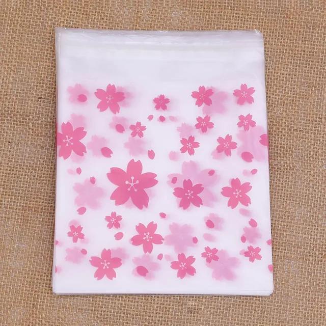 100pcs Transparent Cherry Blossom Packaging Bags Fresh Reusable DIY Dustproof Bags Candy Biscuits Jewelry Bags