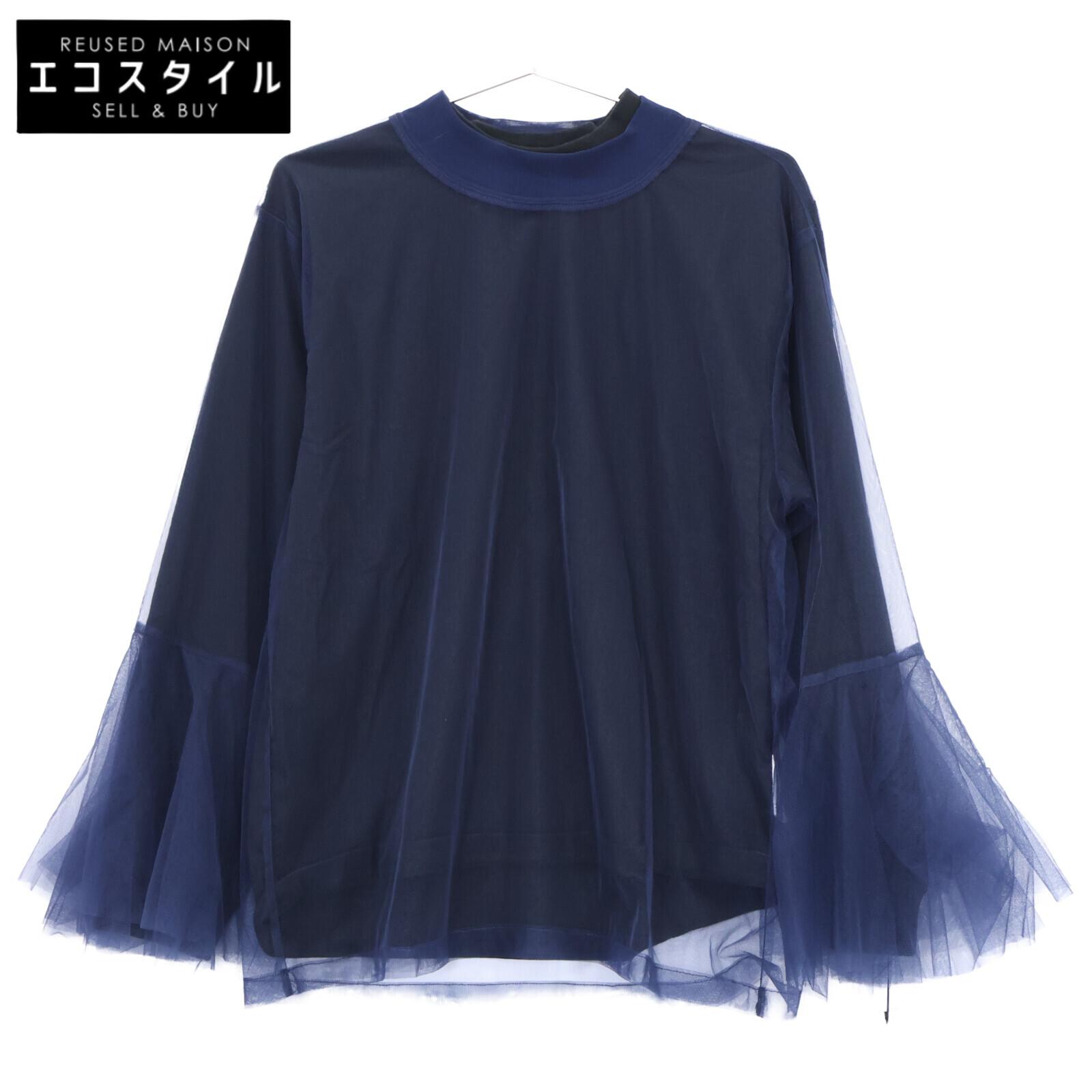 

Chika Kisada [UNITED ARROWS Exclusive] 23AW Navy Cut and Sewn Tulle Long Sleeve T-Shirt tops F Navy / BlackUsed