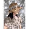 French Elegant Curled Straw Hat Women's Summer Outdoor Travel Polka Dot Bow Ribbon Versatile Wide Brim Sunscreen Hat