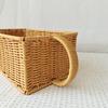 Plastic Rattan Finishing Basket for Desk Organization Desktop Small Item Organizer Portable Kitchen Storage Bin