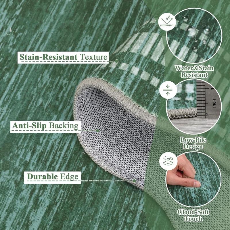 Green Kitchen Carpet Small Fresh Plant Flower Print Runner Fashion Minimalist Machine Washable Foldable Non-Slip Corridor Mat