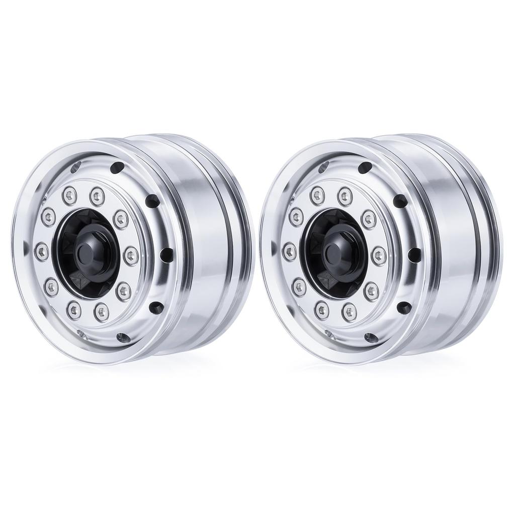 TRZX 2 Aluminum Front Wheel Rim Upgrade Parts for 1/14 Tamiya Trailer Truck RC Car (2 Pieces)