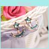 Elegantes Brincos de Liga em Forma de Estrela e Lua Azuis Perfeitos Para Looks Femininos Estilosos
