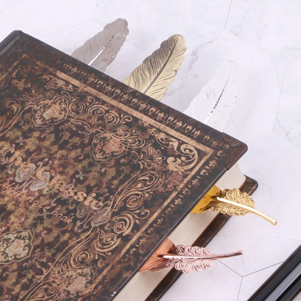 Ins Feather Pendants Bookmark Retro Bookmark Retro Bookmark Metal Feather Bookmark  Books Decorate