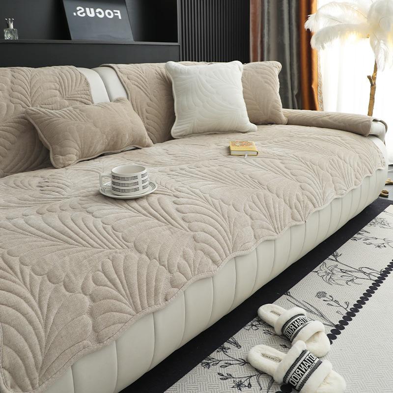 

Nordic Style Thick Sofa Cushion Quilted Sofa Towel Anti Slip Dirt Resistant Cat Scratch Resistant Couch Mat Banana Leaf Pattern Slipcover 1PCS 45*45cm pillow cover