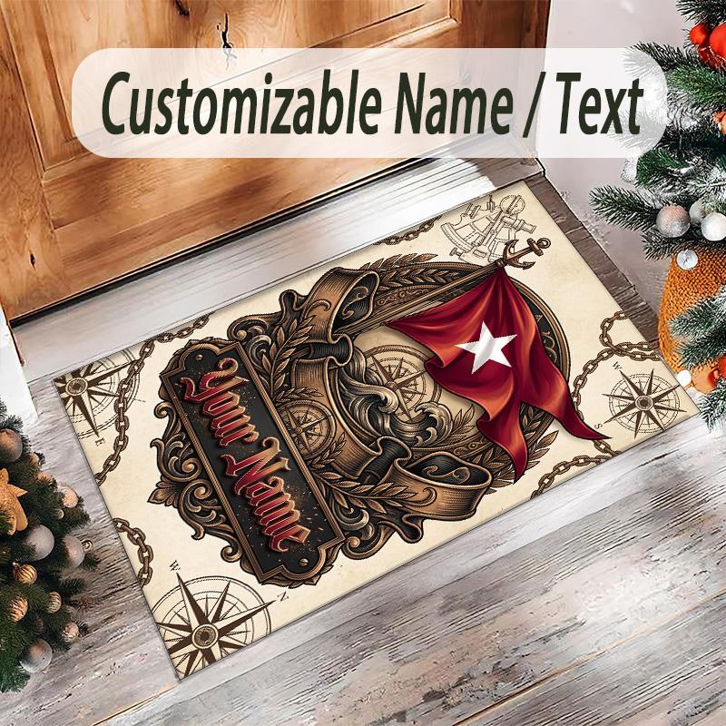 American Patriotic Theme Crystal Velvet Rug Personalized Custom Name Text Soft Floor Mat Home Decor