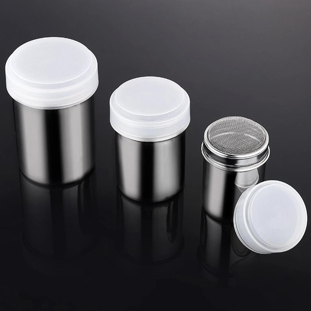 Stainless Steel Coffee Shaker Cocoa Chocolate Flour Powdered Sugar Sieve Filters Foam Spray Kitchen Cake BBQ Tools With Lid