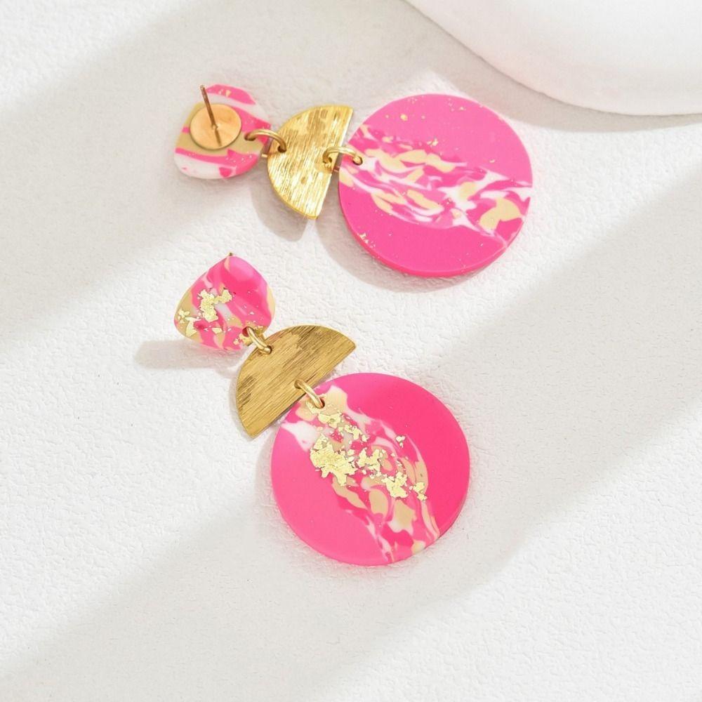 Copper Acrylic Stud Earrings Geometric Exaggerate Earrings Women Elegant Beach Earrings  Girls