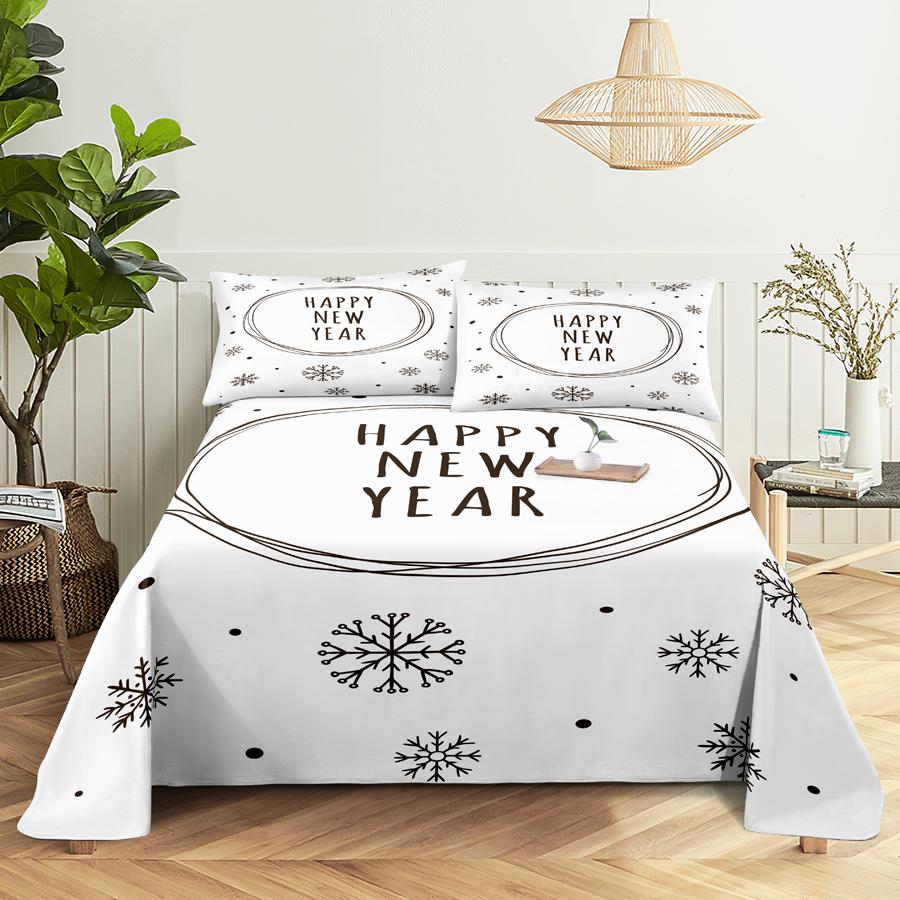 Bed Sheet Set 240x220 Christmas Tree With Pillowcase Letter Green For Single Double Beds Kids Adult 3D Bedding Texile Twin Full