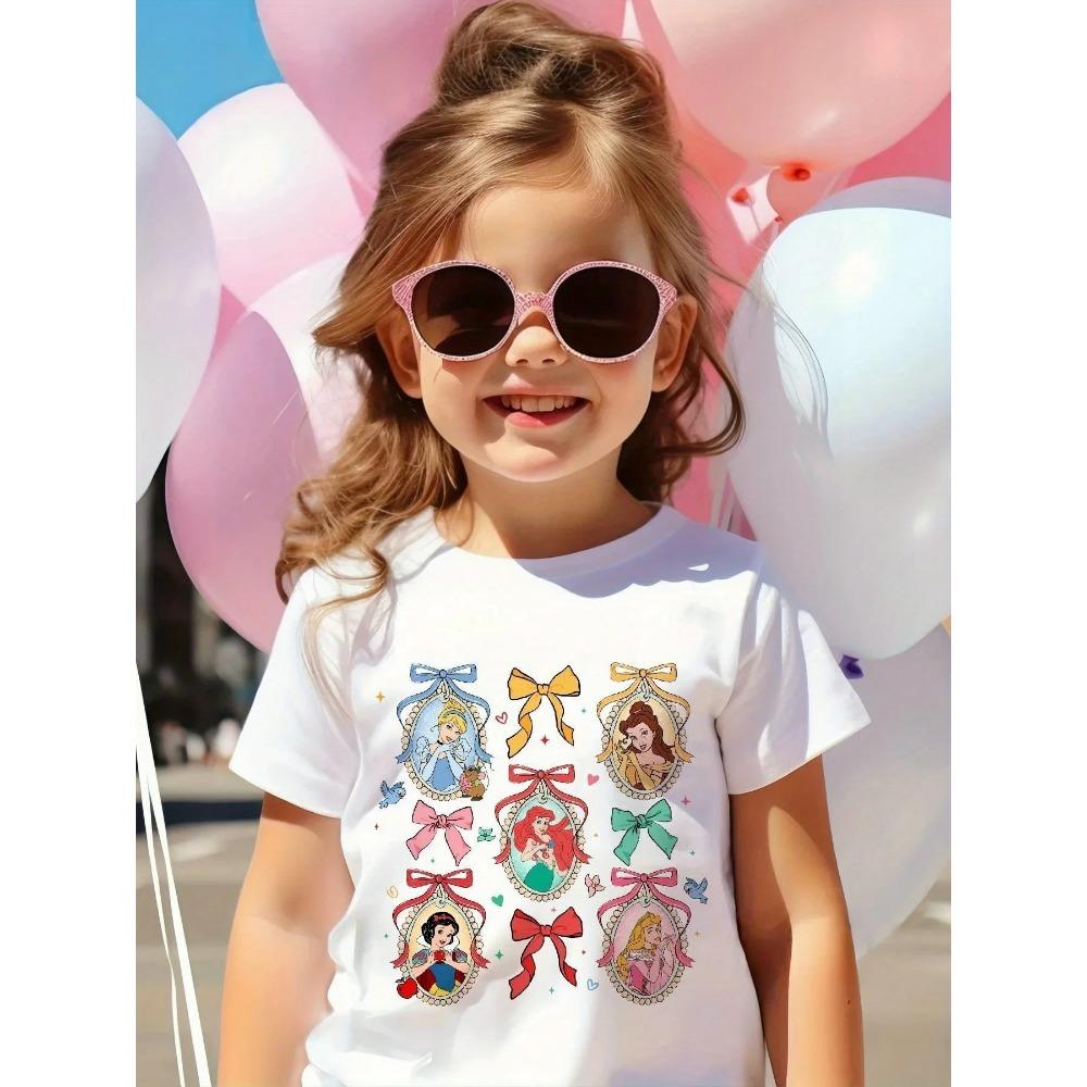 

Children s T-Shirt, Cartoon Print, Girls Short Sleeve, Comfortable Daily Party Top 110