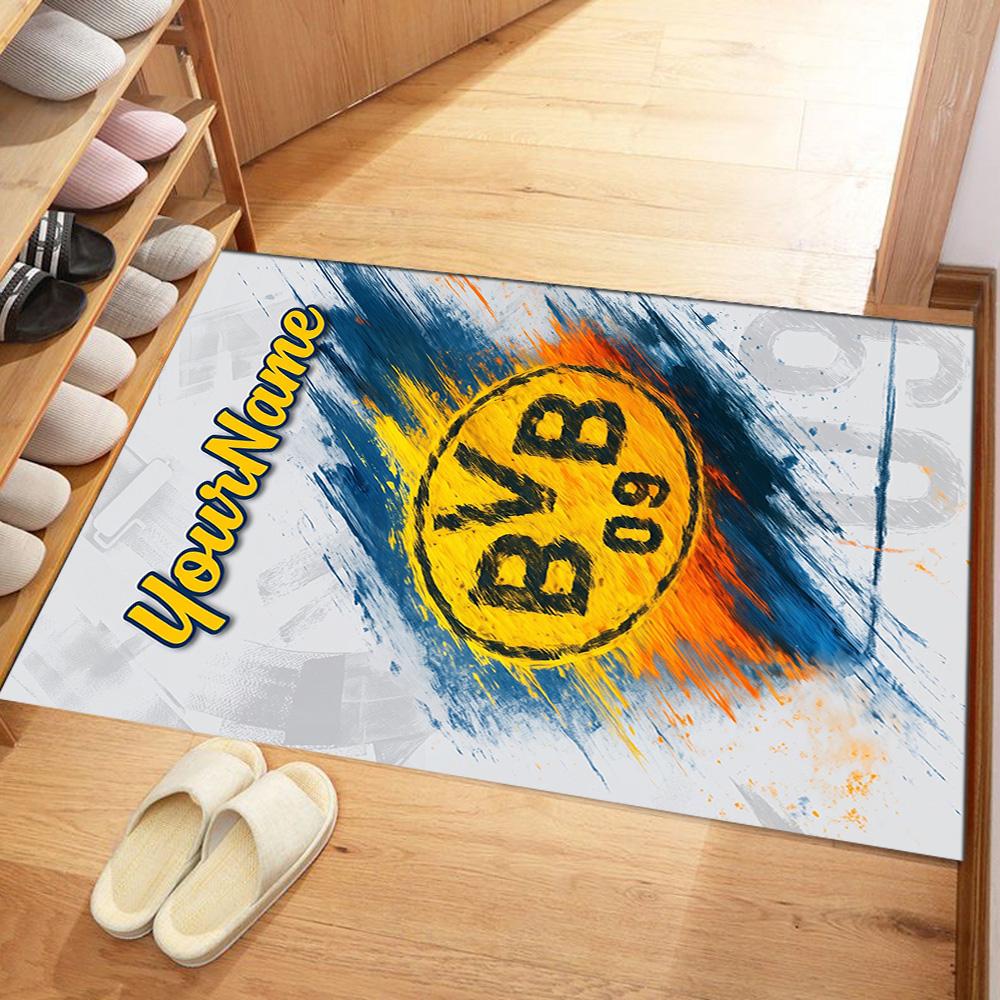 Borussia Dortmund Customize Your Name Carpet Design for Outdoor Study Room Living Rooms Kitchen Anti-slip Rug Decorate Offices Gift for Festivals