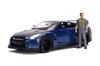 JADA TOYS 1/18 Scale Fast & Furious 7 Nissan GT-R R35 Blue with Brian Figure and Lights, Model 31142 [Parallel Import]