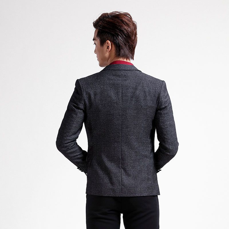 Menseye Casual Slim-Fit Dark Gray Autumn Suit